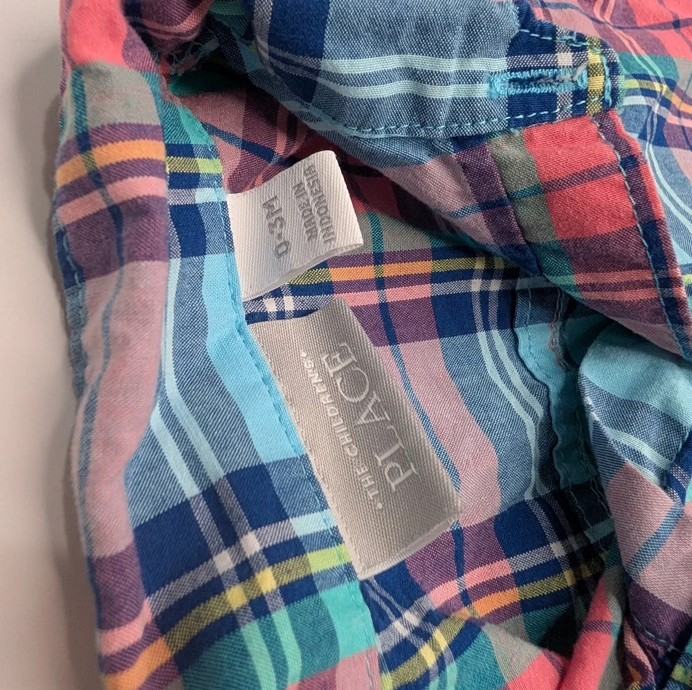 The Children’s Place Baby Plaid Button-Up Shirt – 0–3 Months, Long Sleeve, Multi